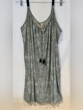 Sleeveless Black & Mint Green Leopard Print Summer House Dress